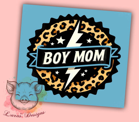 Boy Mom Leopard 20oz Tumbler Png, Straight & Tapered Tumbler Png, Boy Mama Tumbler Png, Digital Download PNG Sublimation Lara' s Designs 