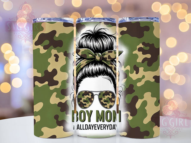 Boy Mom Messy Bun Life Tumbler Wrap, Messy Bun Tumbler Design, All Day Every Day Mom, 20oz Skinny Tumbler Wrap, Mom Life Tumbler, Sublimation Tumbler Design, Funny Mom Tumbler Sublimation SvggirlplusArt 