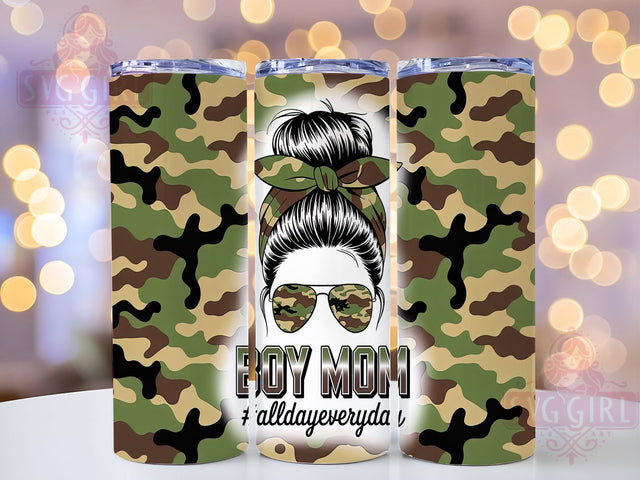 Boy Mom Messy Bun Life Tumbler Wrap, Messy Bun Tumbler Design, All Day Every Day Mom, 20oz Skinny Tumbler Wrap, Mom Life Tumbler, Sublimation Tumbler Design, Funny Mom Tumbler Sublimation SvggirlplusArt 
