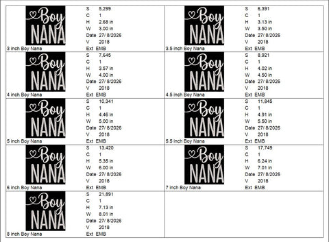 Boy Nana Machine Embroidery Design – Nana’s Boy Grandson Love Embroidery File Embroidery/Applique DESIGNS PatternFeed8 
