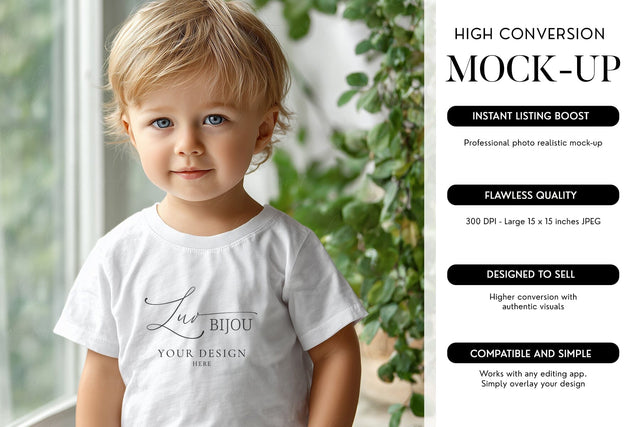 Boy T-Shirt Mockup Bella Canvas 3001T Apparel Photography Mock Up Photo BijouBay 