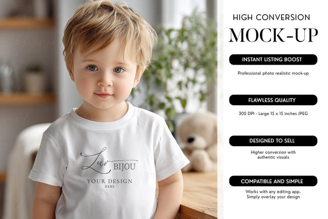 Boy T-Shirt Mockup Bella Canvas 3001T Male Child Photo Mock Up Photo BijouBay 