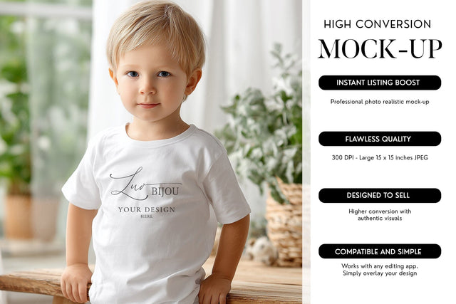 Boy T-Shirt Mockup High-Quality Bella Canvas 3001T JPG Mock Up Photo BijouBay 