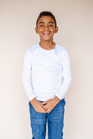 Boy's 85% Polyester-Cotton T-Shirts | Blanks for Sublimation & Heat Transfers Physical ARB Blanks Boy's White Long Sleeve Shirt 12M 