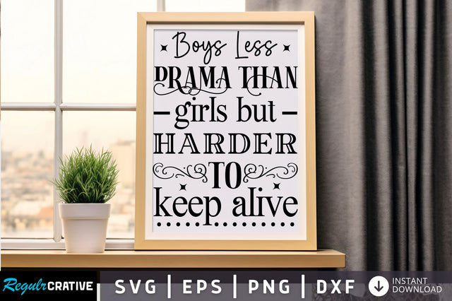 Boys less drama than girls Svg Design SVG Regulrcrative 