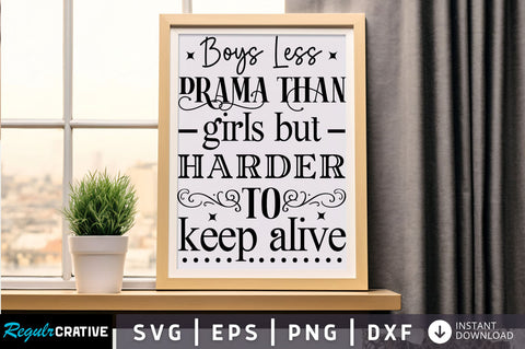 Boys less drama than girls Svg Design SVG Regulrcrative 
