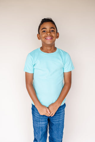 Boy's Short Sleeve Cotton T Shirt Blanks | Baby to Youth Sizes | Ready for HTV or T Shirt Transfers Shirts ARB Blanks Aruba Blue 12M 