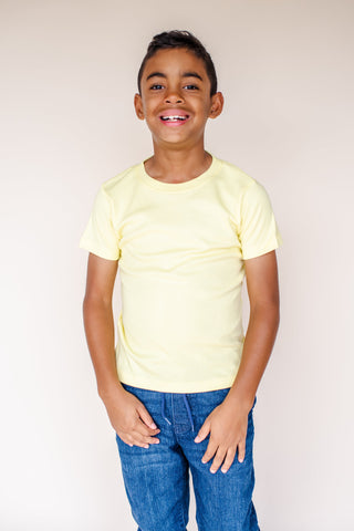 Boy's Short Sleeve Cotton T Shirt Blanks | Baby to Youth Sizes | Ready for HTV or T Shirt Transfers Shirts ARB Blanks Summer Yellow 12M 
