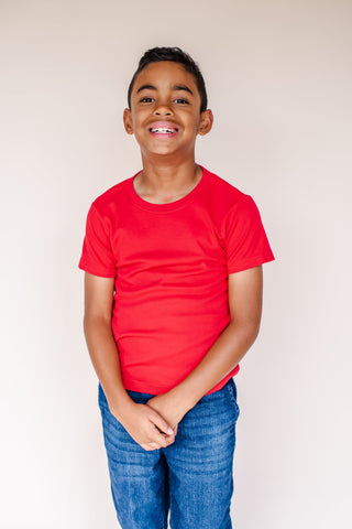 Boy's Short Sleeve Cotton T Shirt Blanks | Baby to Youth Sizes | Ready for HTV or T Shirt Transfers Shirts ARB Blanks Red 12M 