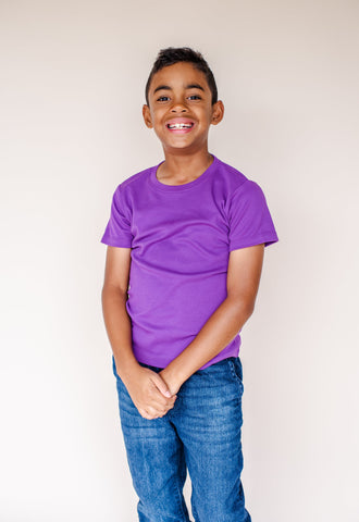 Boy's Short Sleeve Cotton T Shirt Blanks | Baby to Youth Sizes | Ready for HTV or T Shirt Transfers Shirts ARB Blanks Purple 12M 