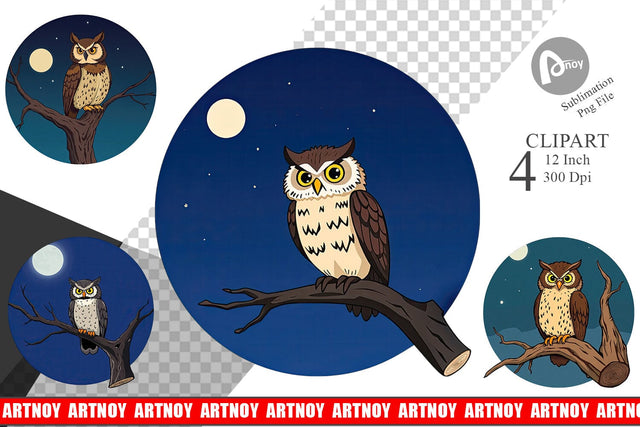 Branch Owl Clipart Sublimation artnoy 
