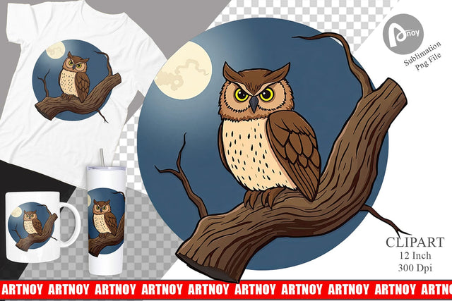 Branch Owl Clipart Sublimation artnoy 
