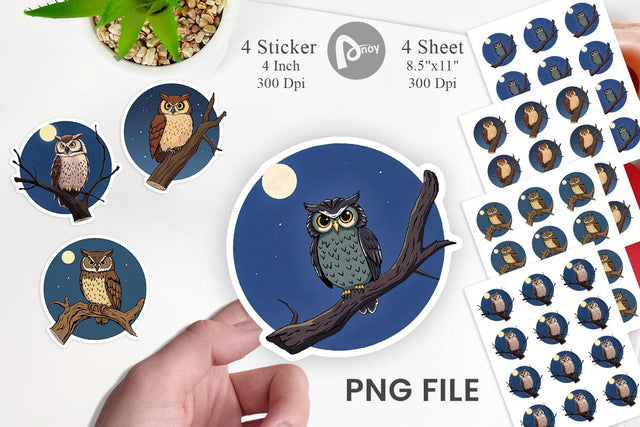 Branch Owl Sticker Sublimation artnoy 