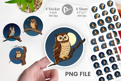 Branch Owl Sticker Sublimation artnoy 