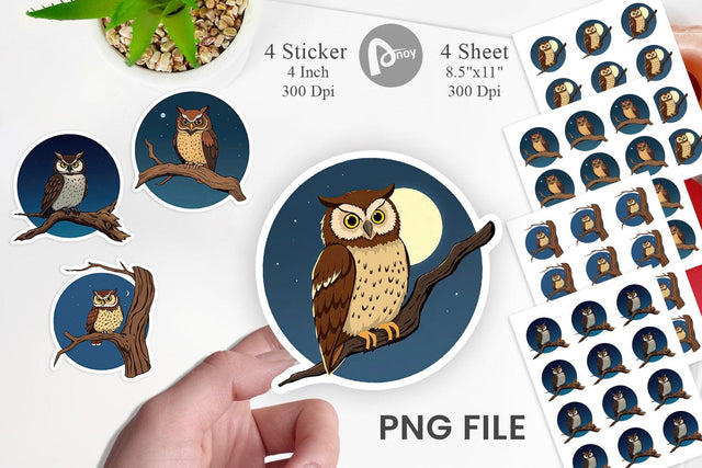 Branch Owl Sticker Sublimation artnoy 