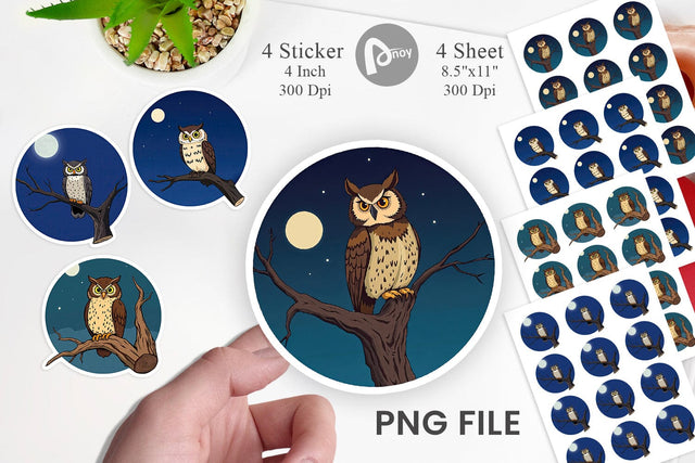 Branch Owl Sticker Sublimation artnoy 