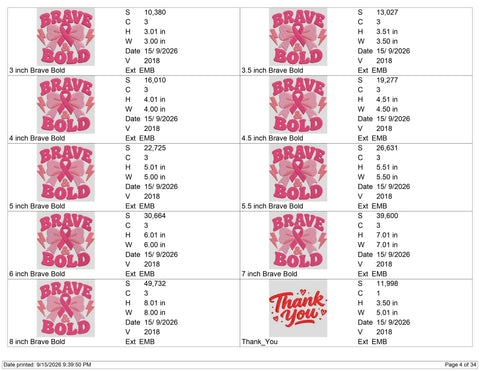 Brave & Bold Breast Cancer Embroidery Design – Pink Ribbon Bow Machine Embroidery File, Breast Cancer Awareness Design Embroidery/Applique DESIGNS PatternFeed8 