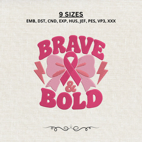 Brave & Bold Breast Cancer Embroidery Design – Pink Ribbon Bow Machine Embroidery File, Breast Cancer Awareness Design Embroidery/Applique DESIGNS PatternFeed8 