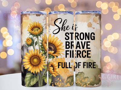 Brave Fierce Sunflower 20oz Tumbler, Inspirational Gift, Sublimation Wrap, Positive Mug, 20oz Tumbler Design, Brave Fierce Quote, Faith Theme Sublimation SvggirlplusArt 