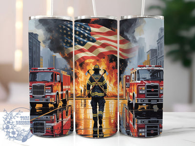 Bravery & Honor Firefighter Tumbler, USA Flag Firefighter PNG, Patriotic Tumbler Design, 20oz Fireman Sublimation, American Hero Tumbler, Red Line Flag Wrap, Firefighter Gift PNG Sublimation ToriDesigns 