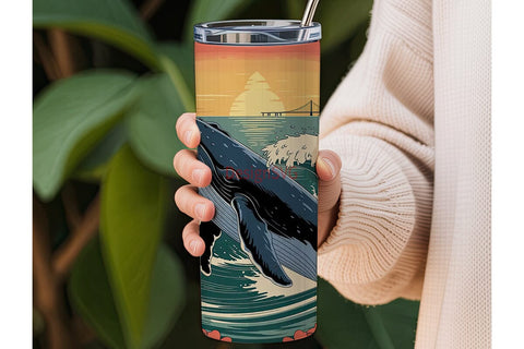 Breaching Whale 20oz Tumbler Wrap Sublimation DesignSVG 