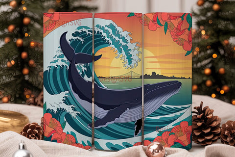 Breaching Whale 20oz Tumbler Wrap Sublimation DesignSVG 