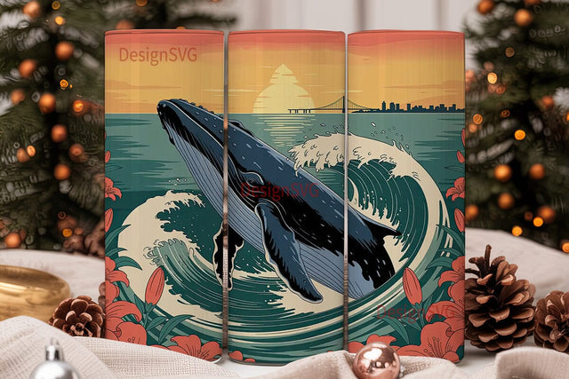 Breaching Whale 20oz Tumbler Wrap Sublimation DesignSVG 