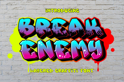 Break Enemy - 3d Layered Graffiti Font Font Mozzatype 
