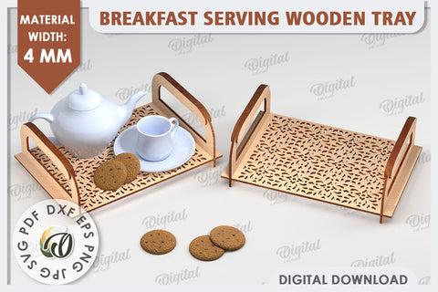 Breakfast Serving Tray Laser Cut Design. Wooden Tray SVG SVG Evgenyia Guschina 