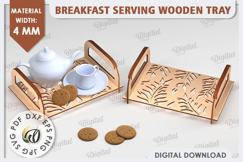 Breakfast Serving Trays Laser Cut Bundle. Wooden Trays SVG SVG Evgenyia Guschina 