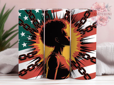 Breaking Chains Juneteenth Tumbler, Breaking Chains Wrap, Afro Woman Empowerment Cup, 20oz Sublimation Wrap, Black History Pride Tumbler, Cultural Heritage Cup, Liberation Celebration Wrap Sublimation Li Zamperini 
