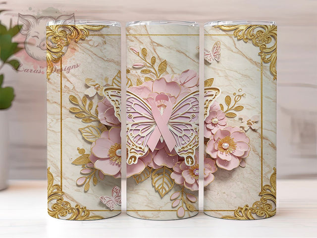 Breast Cancer Awareness 20oz Tumbler Wrap, Breast Cancer Tumbler, Pink Ribbon Design, 3D Sublimation, Cancer Awareness, 20oz Tumbler Wrap, Fight Cancer, Breast Cancer Support Sublimation Lara' s Designs 