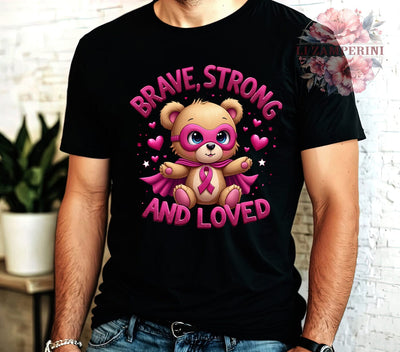 Breast Cancer Awareness, Brave Strong Loved, Digital Download, Inspirational Art, Pink Ribbon, Cancer Support, Empowerment Clipart, Survivor Decor Sublimation Li Zamperini 