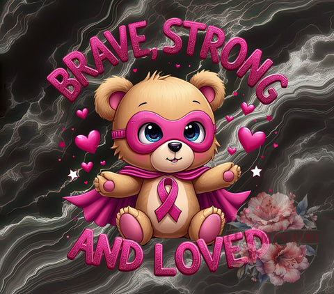 Breast Cancer Awareness, Brave Strong Loved, Digital Download, Inspirational Art, Pink Ribbon, Cancer Support, Empowerment Clipart, Survivor Decor Sublimation Li Zamperini 