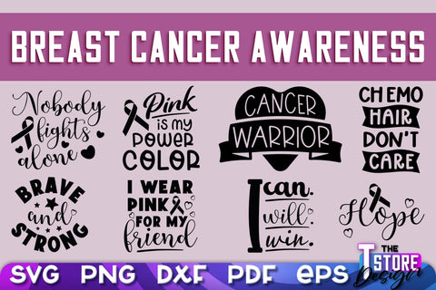 Breast Cancer Awareness Bundle SVG | Breast Cancer SVG | Quotes Design | SVG Files SVG The T Store Design 