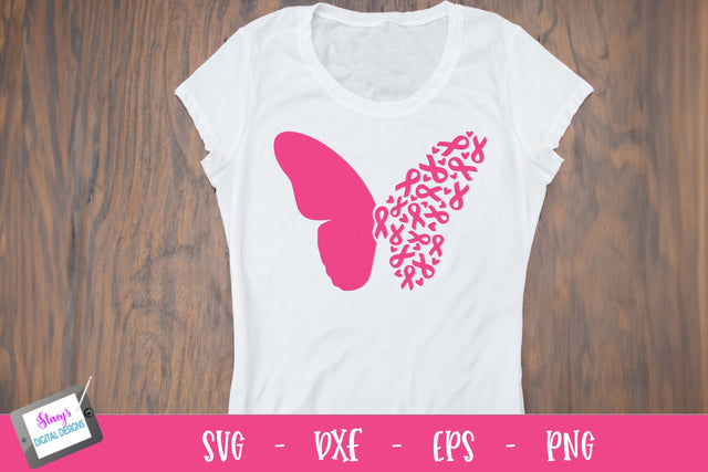 Breast Cancer Awareness Butterfly | Breast Cancer Ribbons and Hearts SVG Stacy's Digital Designs 
