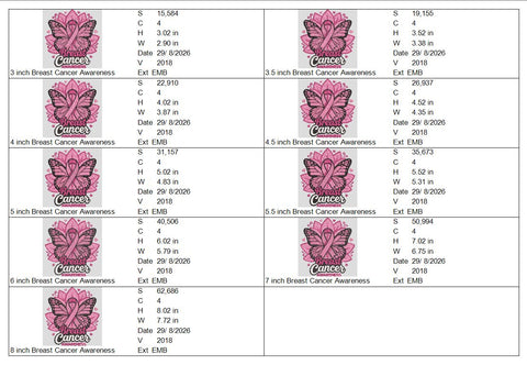Breast Cancer Awareness Butterfly Ribbon Machine Embroidery Design – Pink Ribbon Survivor File Embroidery/Applique DESIGNS PatternFeed8 