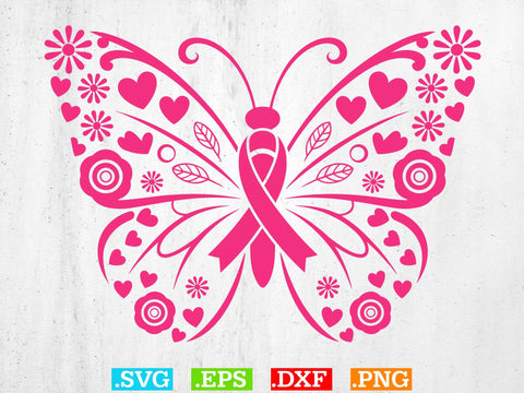 Breast Cancer Awareness Butterfly SVG Bundle, Cancer Ribbon SVG, Butterfly Awareness, Digital Download SVG Creativeart88 