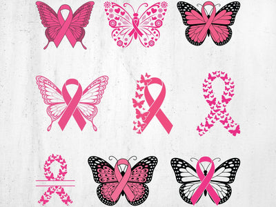 Breast Cancer Awareness Butterfly SVG Bundle, Cancer Ribbon SVG, Butterfly Awareness, Digital Download SVG Creativeart88 