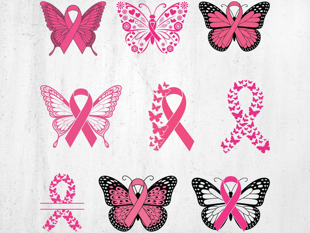 Breast Cancer Awareness Butterfly SVG Bundle, Cancer Ribbon SVG, Butterfly Awareness, Digital Download SVG Creativeart88 