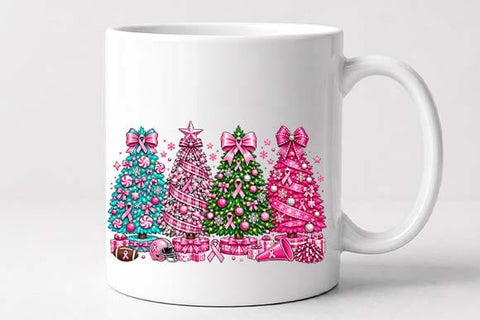 Breast Cancer Awareness Christmas Trees PNG SVG BillahCrafts 