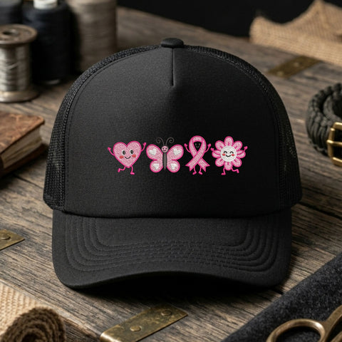 Breast Cancer Awareness Cute Characters Embroidery Design – Pink Ribbon Heart Butterfly Flower Machine Embroidery File, 9 Sizes Embroidery/Applique DESIGNS PatternFeed8 