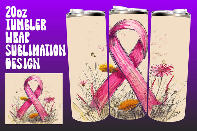 Breast Cancer Awareness Floral Tumbler Sublimation afrosvg 