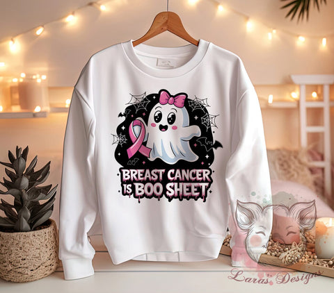 Breast Cancer Awareness Graphic, Halloween Pink Ghost PNG, Boo Sheet Design, Breast Cancer Sublimation, Cute Ghost Clipart, Pink Ribbon Art, October Awareness Print Sublimation Lara' s Designs 