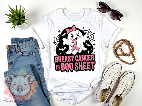 Breast Cancer Awareness Graphic, Halloween Pink Ghost PNG, Boo Sheet Design, Breast Cancer Sublimation, Cute Ghost Clipart, Pink Ribbon Art, October Awareness Print Sublimation Lara' s Designs 
