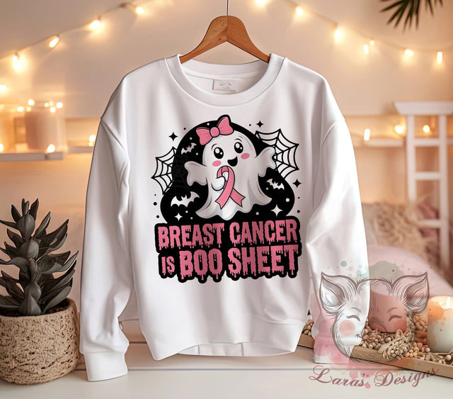 Breast Cancer Awareness Graphic, Halloween Pink Ghost PNG, Boo Sheet Design, Breast Cancer Sublimation, Cute Ghost Clipart, Pink Ribbon Art, October Awareness Print Sublimation Lara' s Designs 