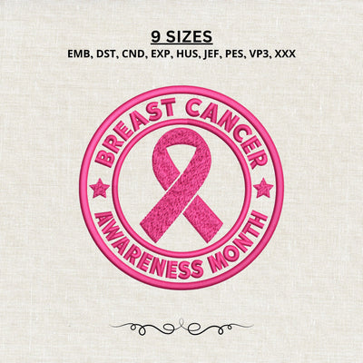 Breast Cancer Awareness Month Embroidery Design – Pink Ribbon Cancer Awareness Machine Embroidery File, Breast Cancer Support Design Embroidery/Applique DESIGNS PatternFeed8 