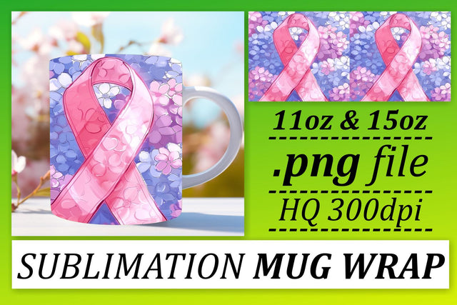 Breast Cancer Awareness Mug – 11oz & 15oz Pink Ribbon Sublimation Sublimation afrosvg 