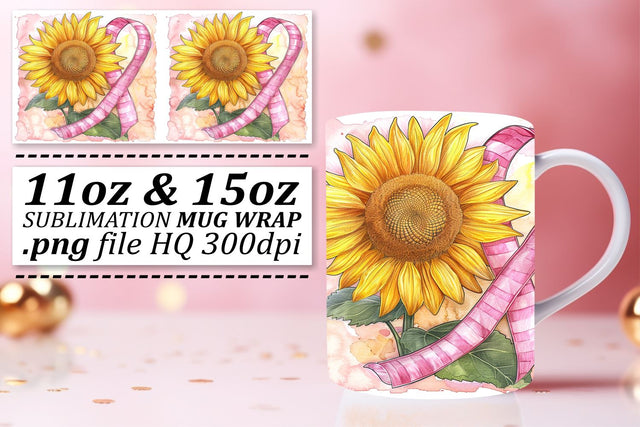 Breast Cancer Awareness Mug Design – Pink Ribbon Sublimation Sublimation afrosvg 