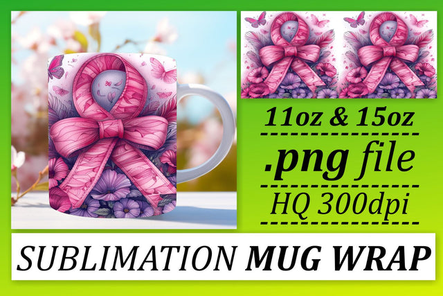 Breast Cancer Awareness Mug Sublimation – 11oz & 15oz Pink Ribbon Sublimation afrosvg 
